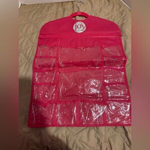 JOY Mangano Huggable Hangers 30 Pocket Organizer Jewelry Small Items Ruby Red